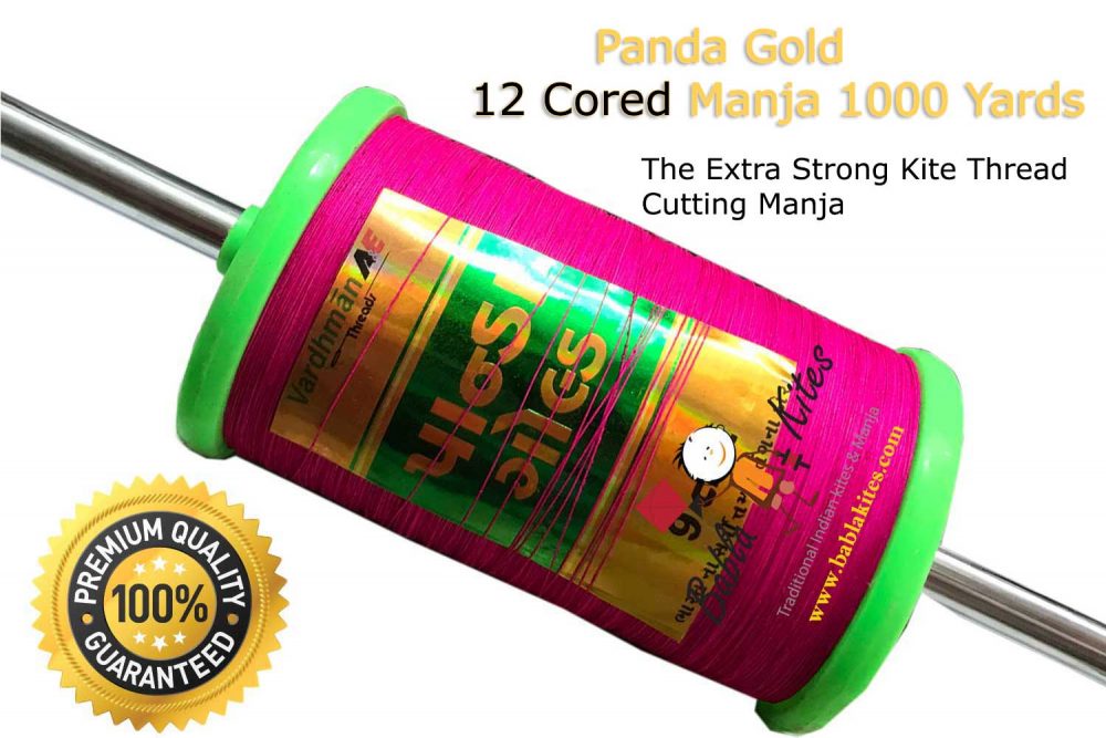 2 Set Panda Gold 9 & 12 Cord Strong Kite Flying Thread 1000 Yards Each (Combo) 4