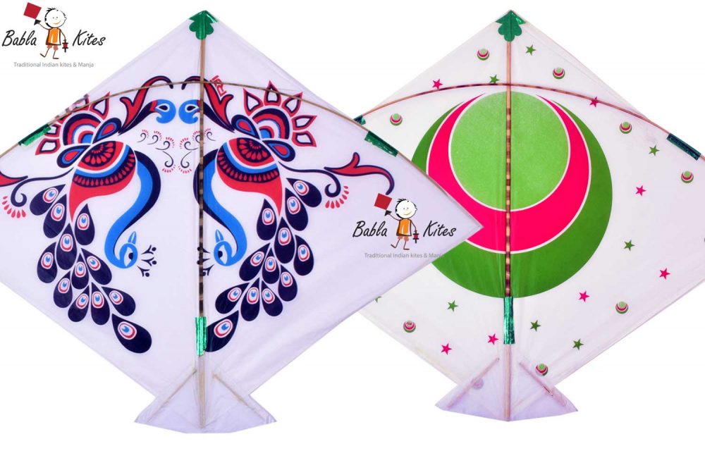 Babla 40 Designer White Ponia Cheel Kites (Chand & Mor) (Size 72*62 Centimeter) 0.75 Tawa Kites + Free Shipping 1