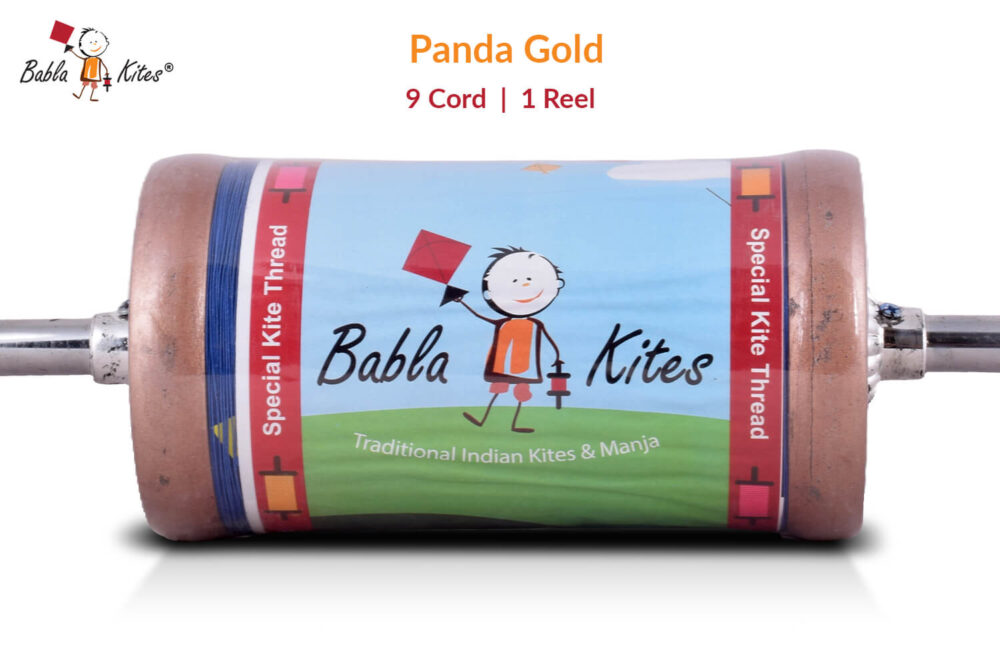 Panda Gold 12 Cord Manjha with Wooden Spool (1 Reel) Extra Strong Kite Thread Cutting Manjha + Free Shipping 2