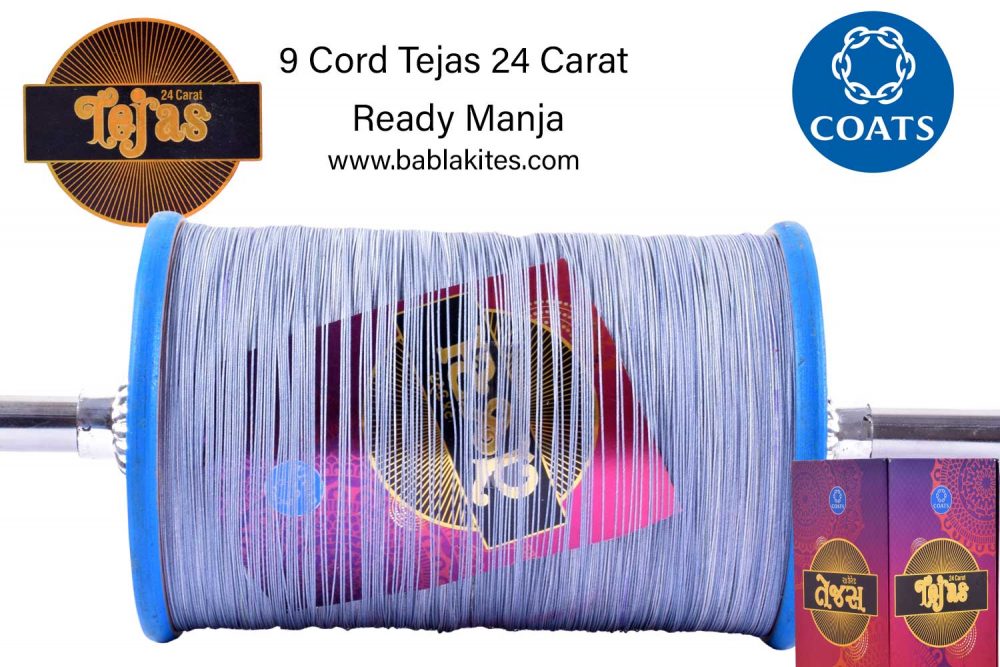 Coats Tejas 24 Carat 9 Cord Manjha (2.5 Reel/2500 Meter) Extra Strong & Alternative to YKC Manjha (6 Time Coating Manjha) + Free Shipping 1