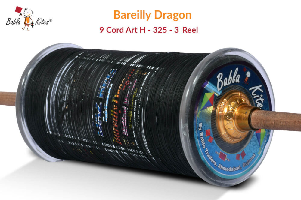 Original Bareilly Dragon 9 Cord Panda Art-H 325 Manjha (3 Reel) by Ijaz Beg + Free Shipping
