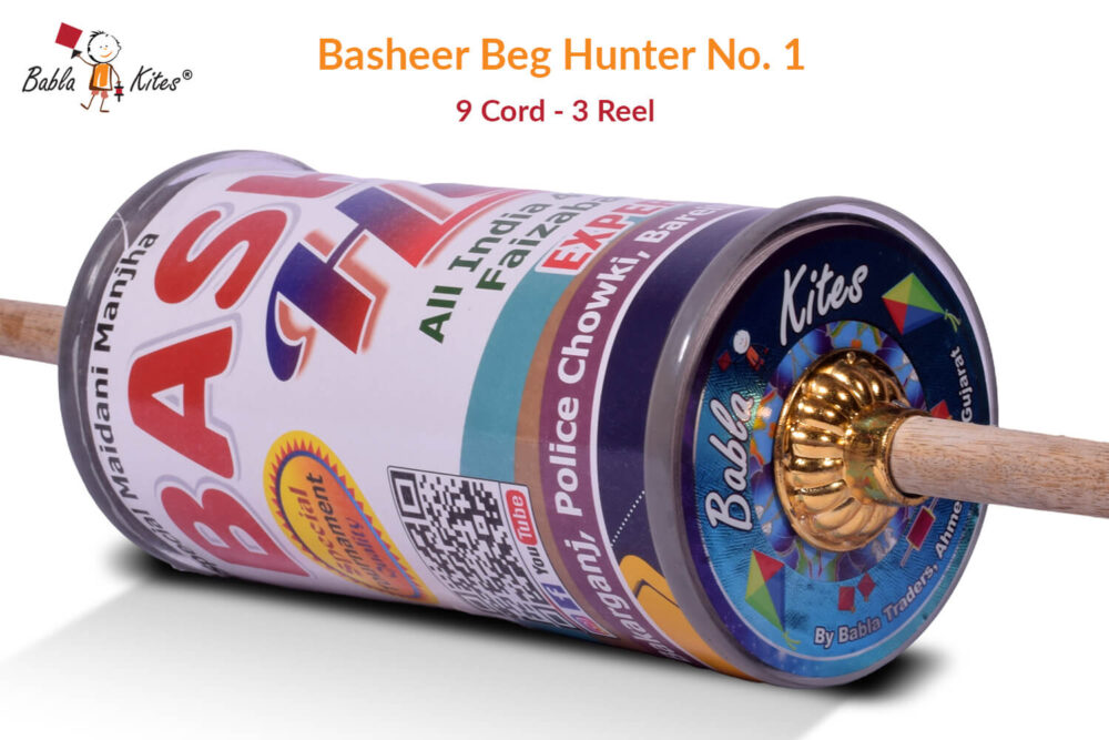 Original Basheer Beg Hunter No. 1 - 9 Cord Panda No. 5 Manjha (3 Reel) + Free Shipping