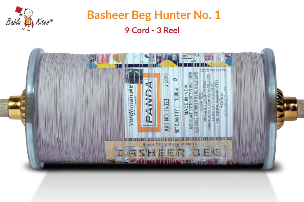Original Basheer Beg Hunter No. 1 - 9 Cord Panda No. 5 Manjha (3 Reel) + Free Shipping