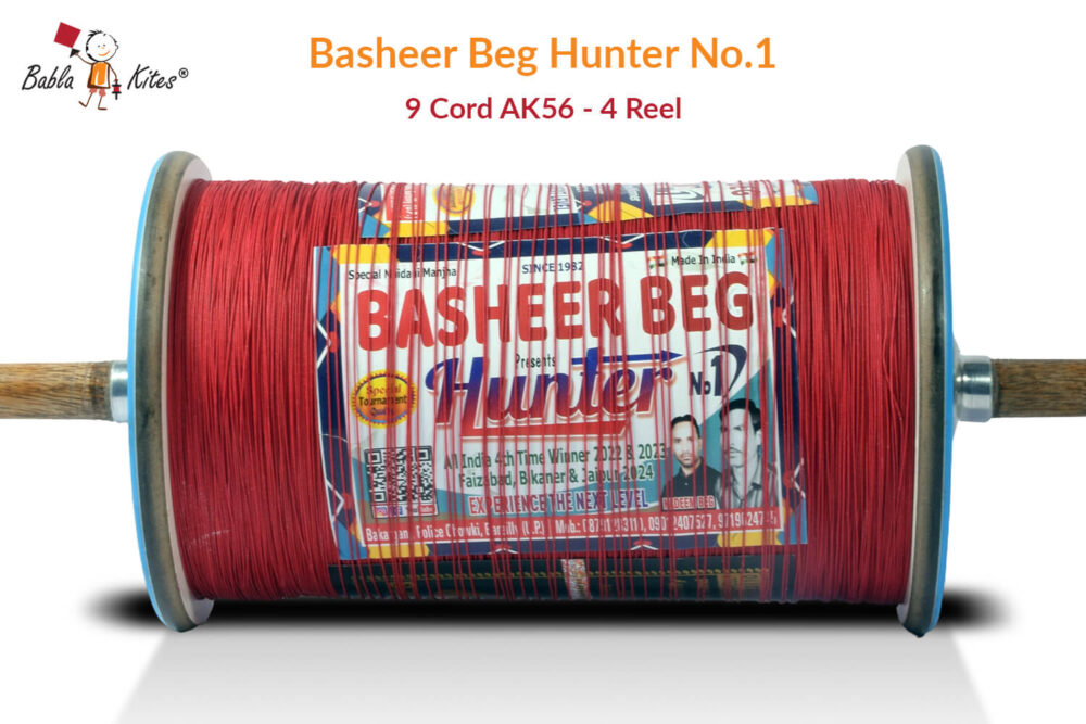 Exclusive Basheer Beg Hunter No. 1 - 9 Cord AK56 Platinum Plus Manjha (4 Reel) + Free Shipping