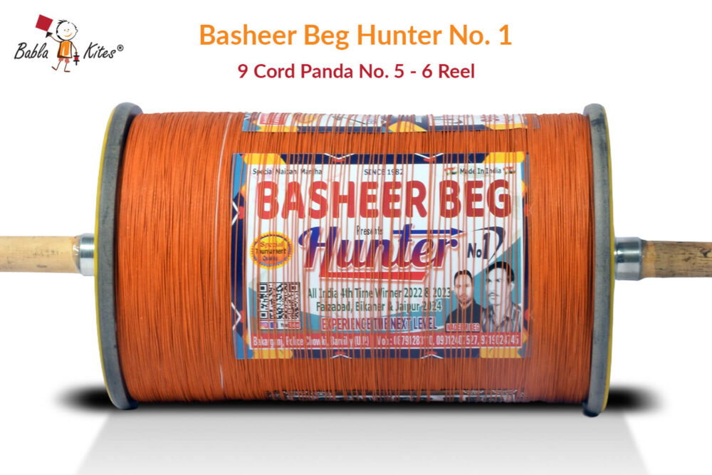 Original Basheer Beg Hunter No. 1 - 9 Cord Panda No. 5 Manjha (6 Reel)+ Free Shipping