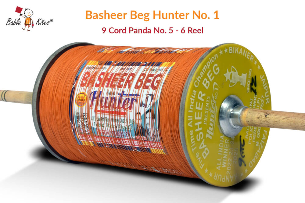 Original Basheer Beg Hunter No. 1 - 9 Cord Panda No. 5 Manjha (6 Reel)+ Free Shipping