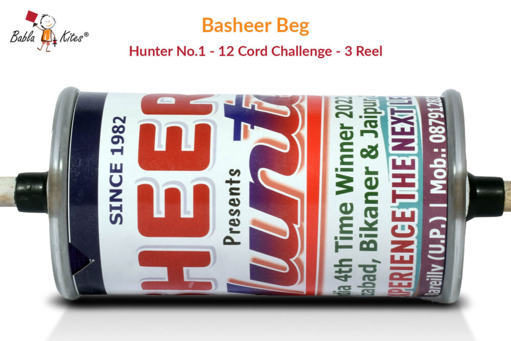 Original Basheer Beg Hunter No. 1 - 12 Cord Challenge Manjha (3 Reel) + Free Shipping