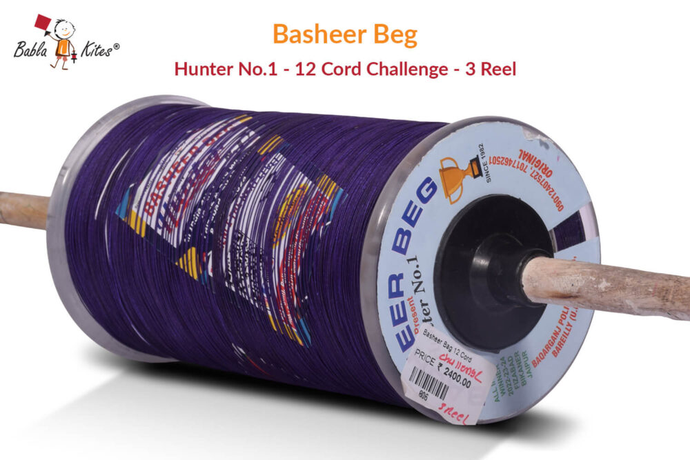 Original Basheer Beg Hunter No. 1 - 12 Cord Challenge Manjha (3 Reel) + Free Shipping