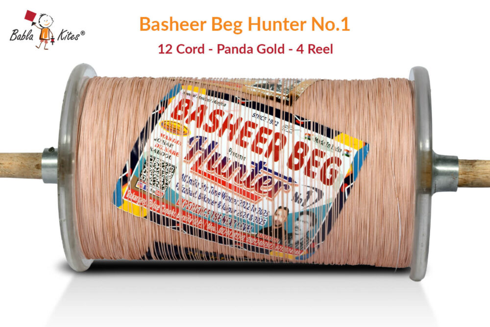Original Basheer Beg Hunter No. 1 - 12 Cord Panda Gold Manjha (4 Reel) + Free Shipping