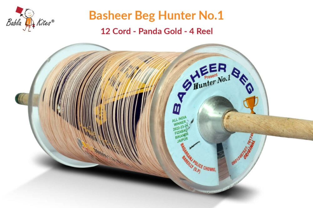 Original Basheer Beg Hunter No. 1 - 12 Cord Panda Gold Manjha (4 Reel) + Free Shipping