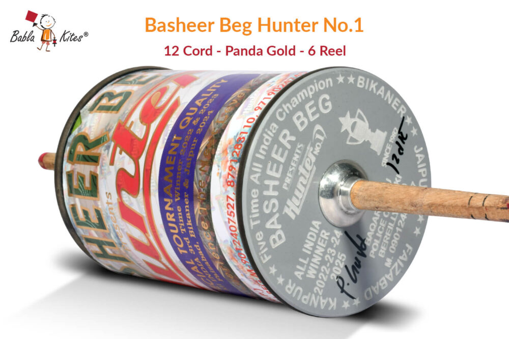 Original Basheer Beg Hunter No. 1 - 12 Cord Panda Gold Manjha (6 Reel) + Free Shipping