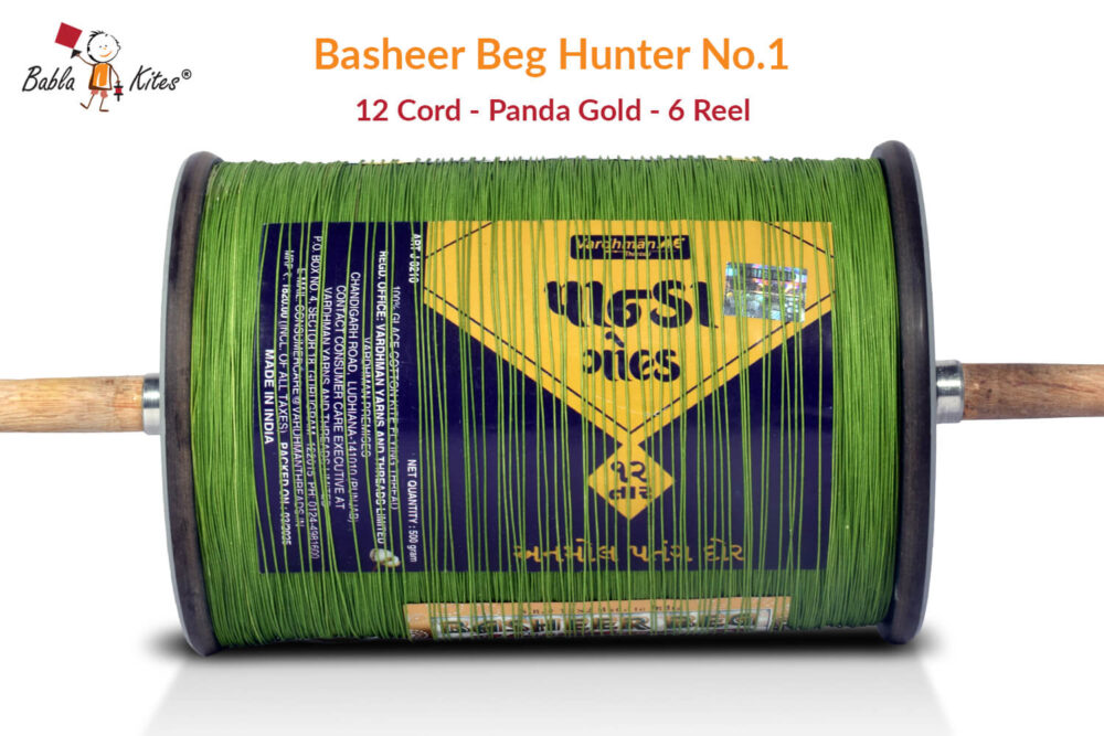 Original Basheer Beg Hunter No. 1 - 12 Cord Panda Gold Manjha (6 Reel) + Free Shipping