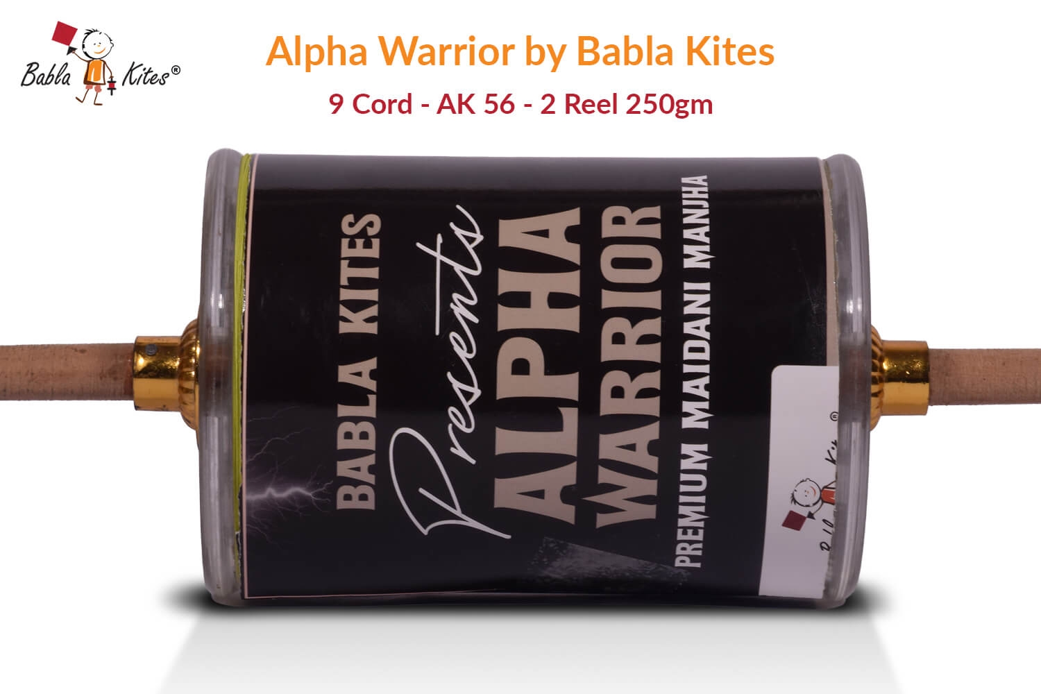 alpha-warrior-by-babla-kites-9-cord-ak56-2-reel-250gm Alpha Warrior 9 Cord AK56 Platinum (2 Reel) By Babla Kites